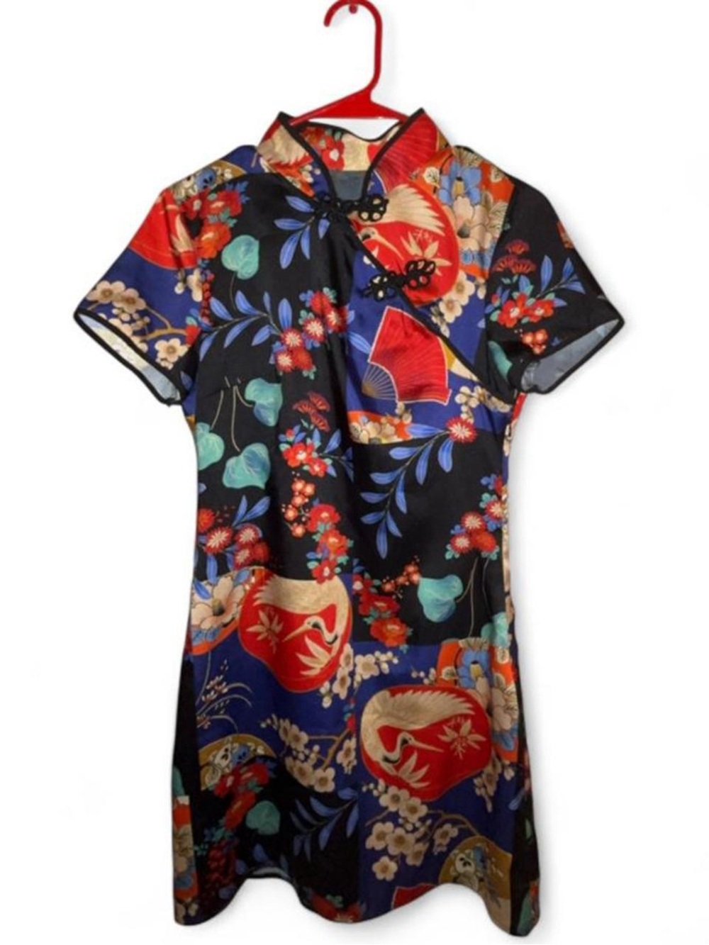 Zara Multicolor Fan & Floral Qipao-Inspired Top